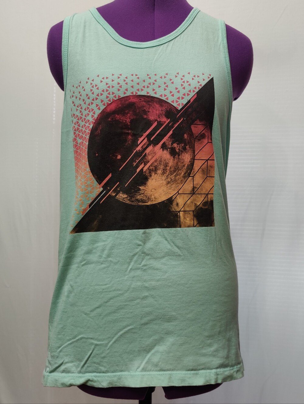 urban pipeline Mint Graphic Tank with Sunset Orb Design